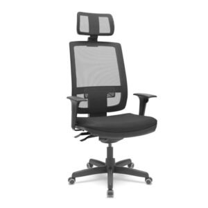 Poltrona Presidente Brizza BACKSYSTEM c/ encosto de cabeça – TELA Preta