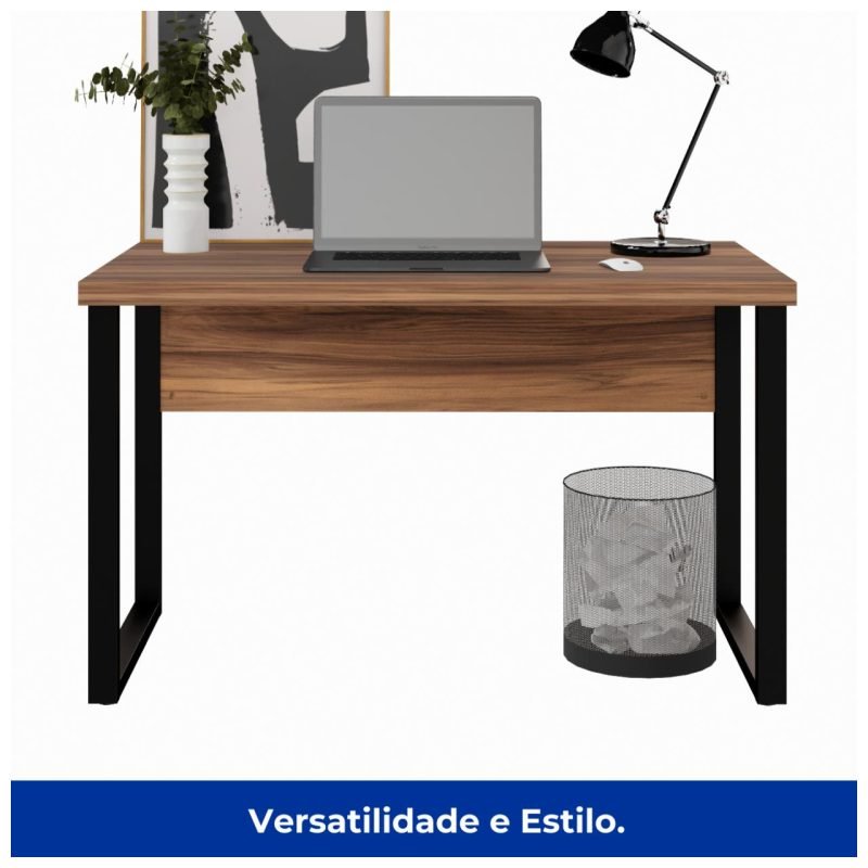 Mesa Escritório PÉ QUADRO – 1,20×0,60m – S/ Gavetas – NOGAL SEVILHA/PRETO - Imagem 2