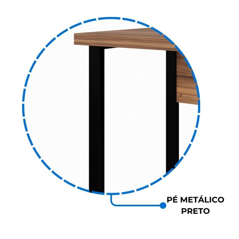 Mesa Escritório PÉ QUADRO – 1,20×0,60m – S/ Gavetas – NOGAL SEVILHA/PRETO - Imagem 4