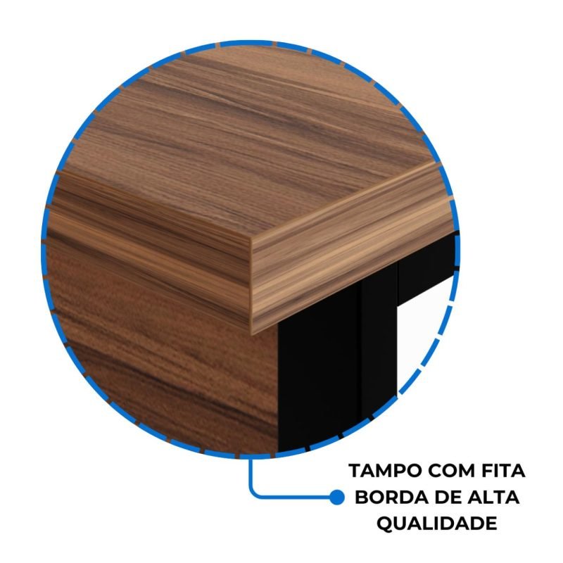 Mesa Escritório PÉ QUADRO – 1,20×0,60m – S/ Gavetas – NOGAL SEVILHA/PRETO - Imagem 5