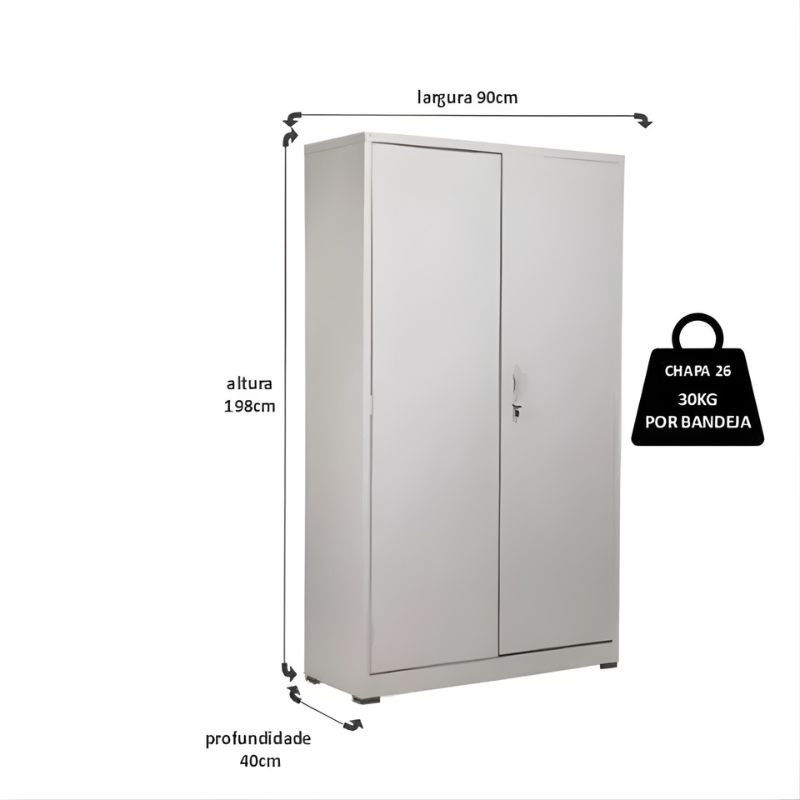 Armário de Aço PA90 Chapa 26 - Imagem 2