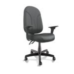 Cadeira Presidente PLUS BACK SYSTEM Baixa Costurada c/ Braços Reguláveis - Corino Preto - 32974