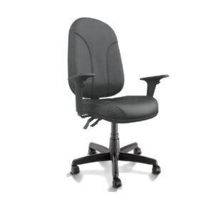 Cadeira Presidente PLUS BACK SYSTEM Baixa Costurada c/ Braços Reguláveis - Corino Preto - 32974