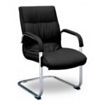 Cadeira Escritório Interlocutor LUXO FIXA Cromada - Cor Preta 30312