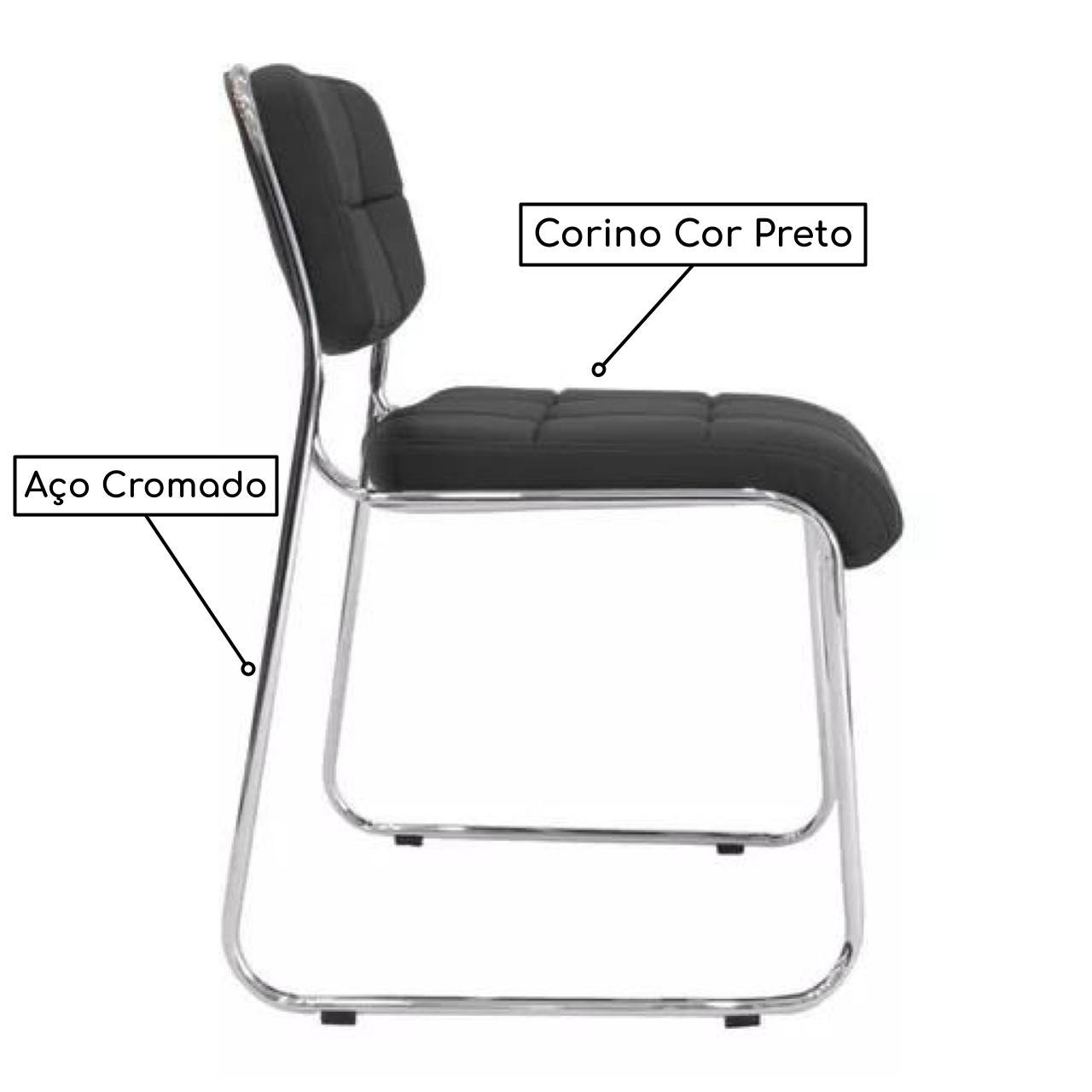 Cadeira Interlocutor Estofada Denver - Cor Preto - PMD - 30405 - Imagem 2