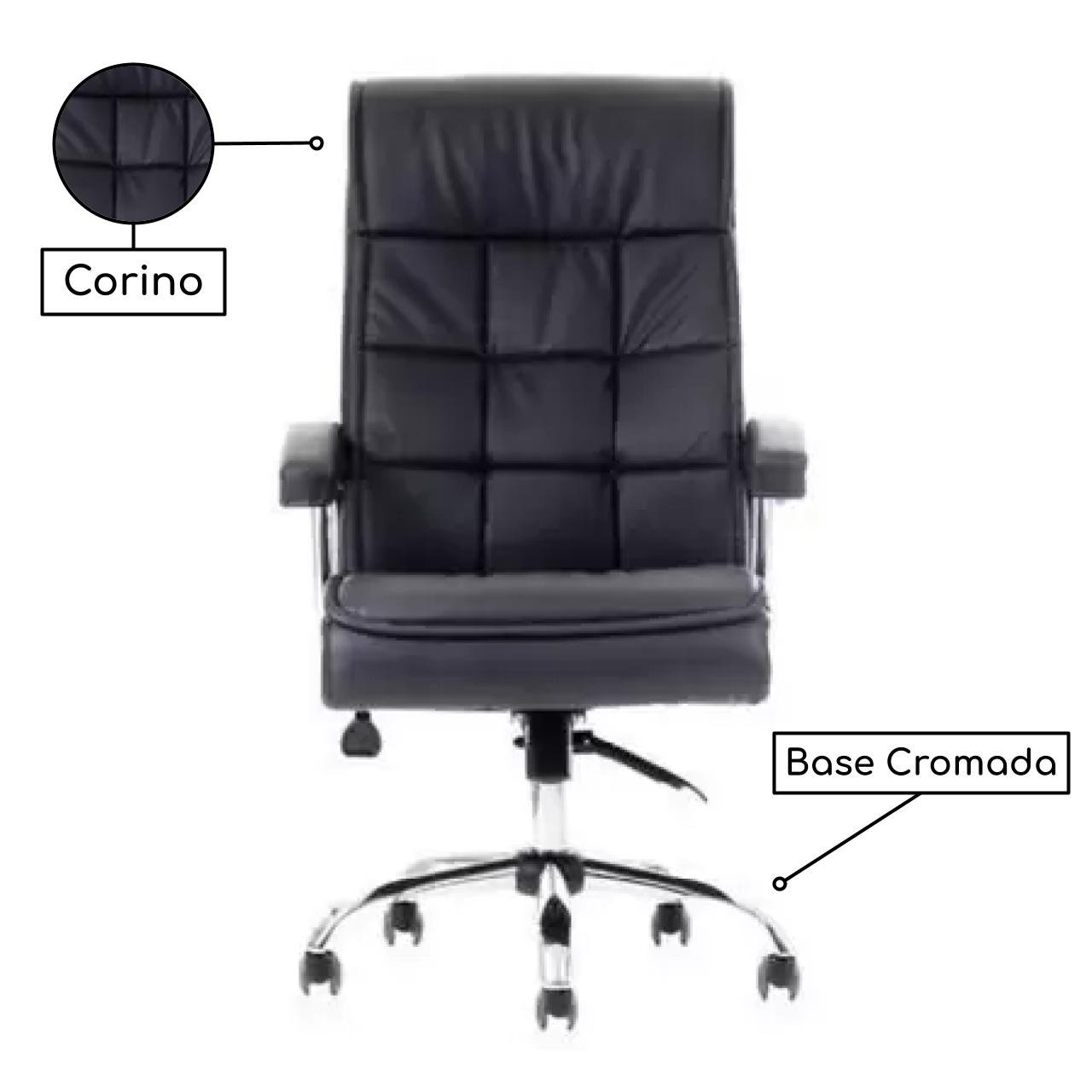 Poltrona Presidente Milano com Mola Ensacada - PMD - COR PRETO - 30412 - Imagem 3