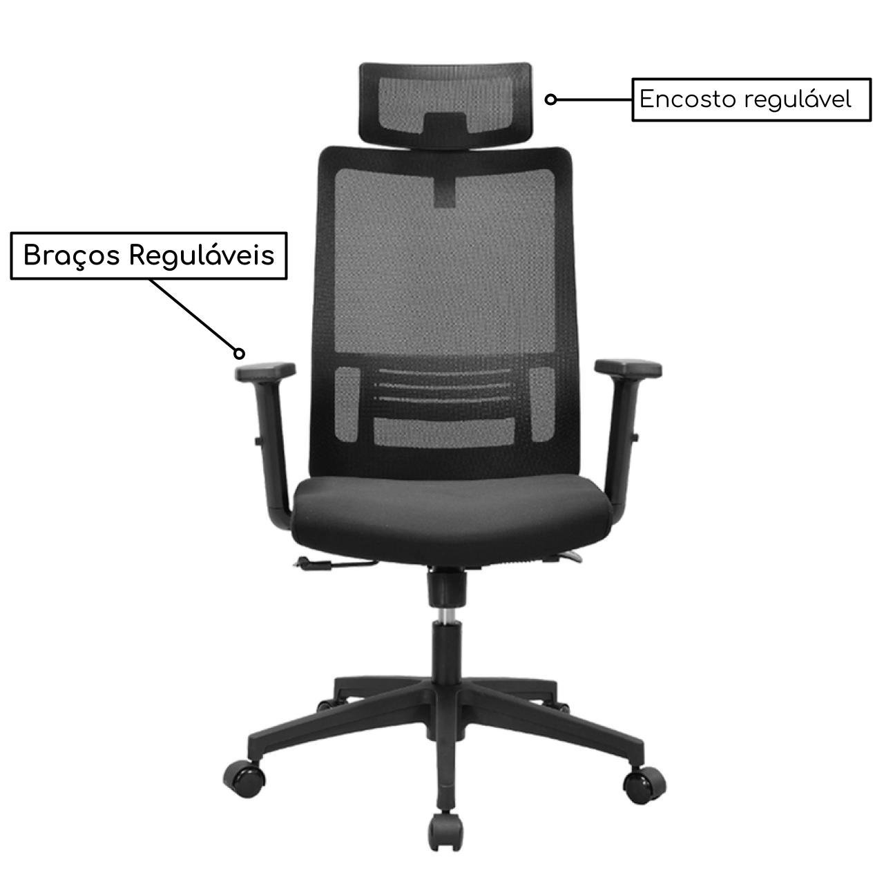 Cadeira para Escritório Presidente TELA VIENA - NR17 - Cor Preto - 30051 - Imagem 3