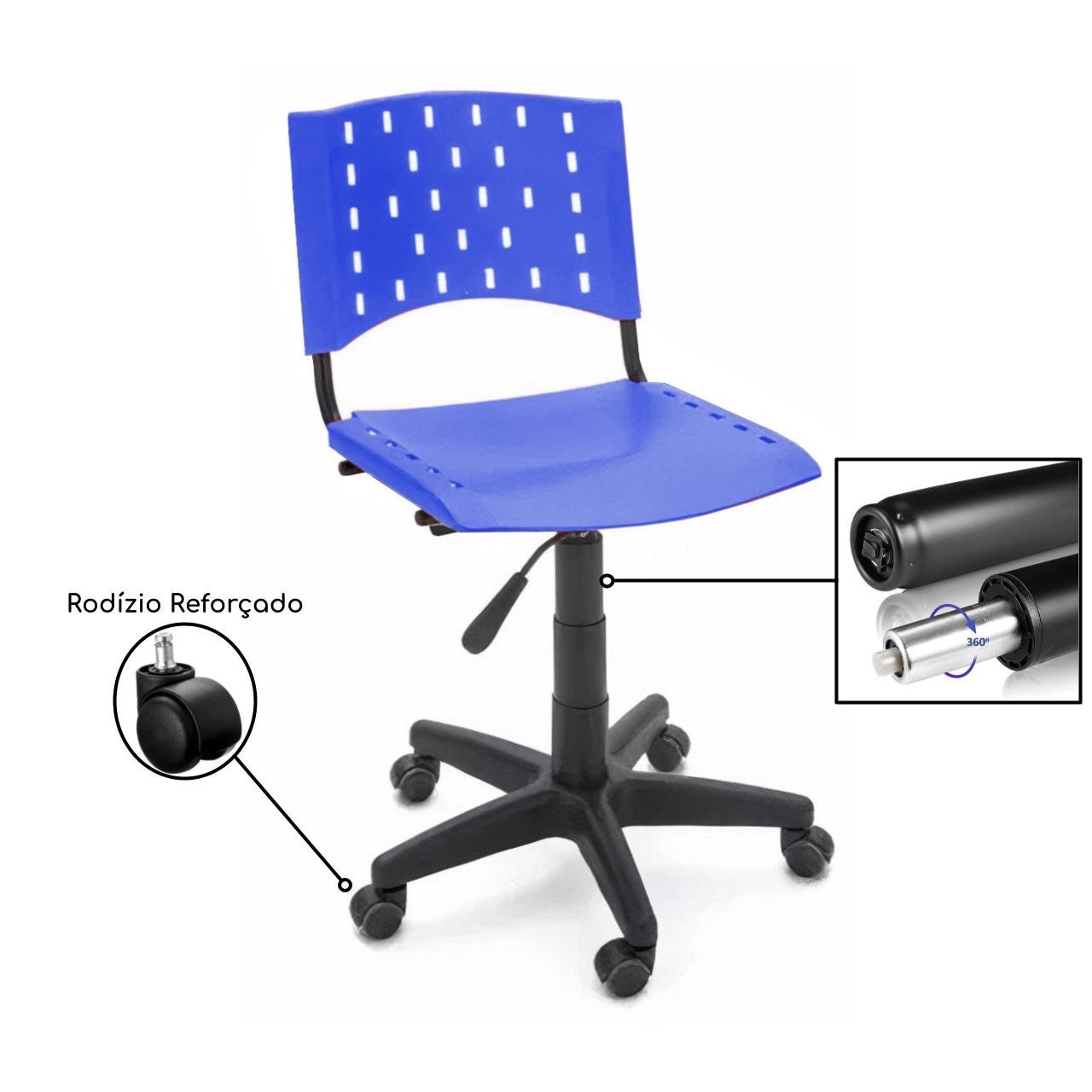 Cadeira de Escritório Giratória PLÁSTICA - PMD - COR AZUL - 31302 - Imagem 2