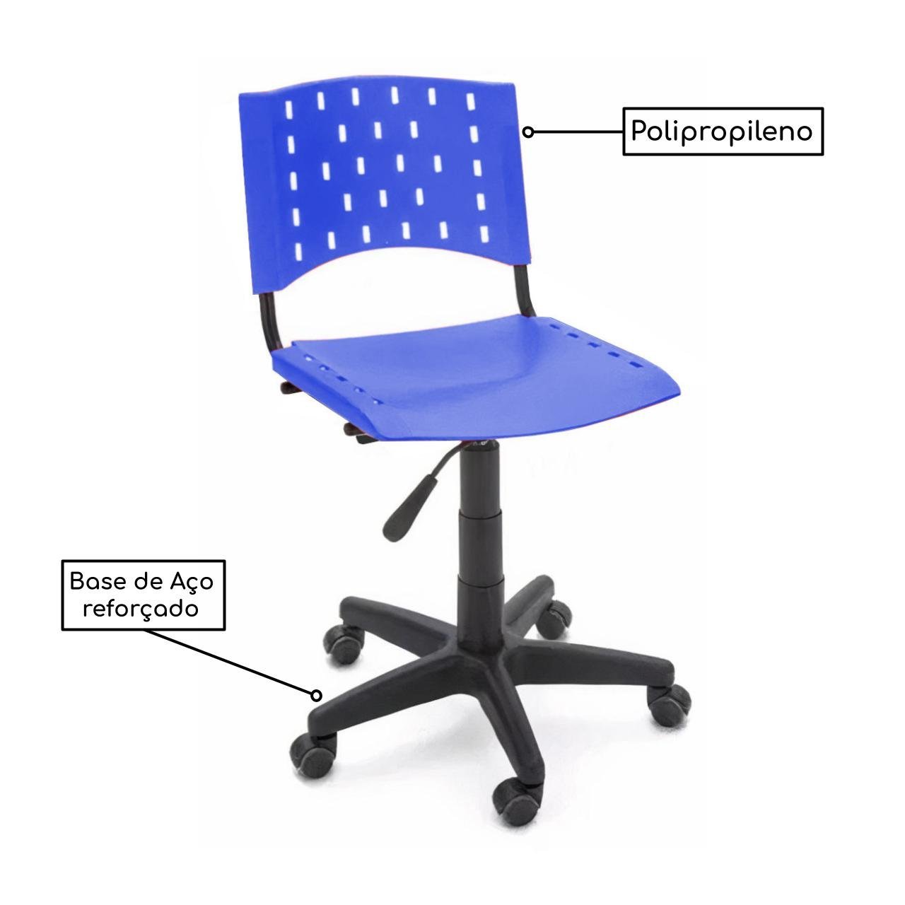 Cadeira de Escritório Giratória PLÁSTICA - PMD - COR AZUL - 31302 - Imagem 3