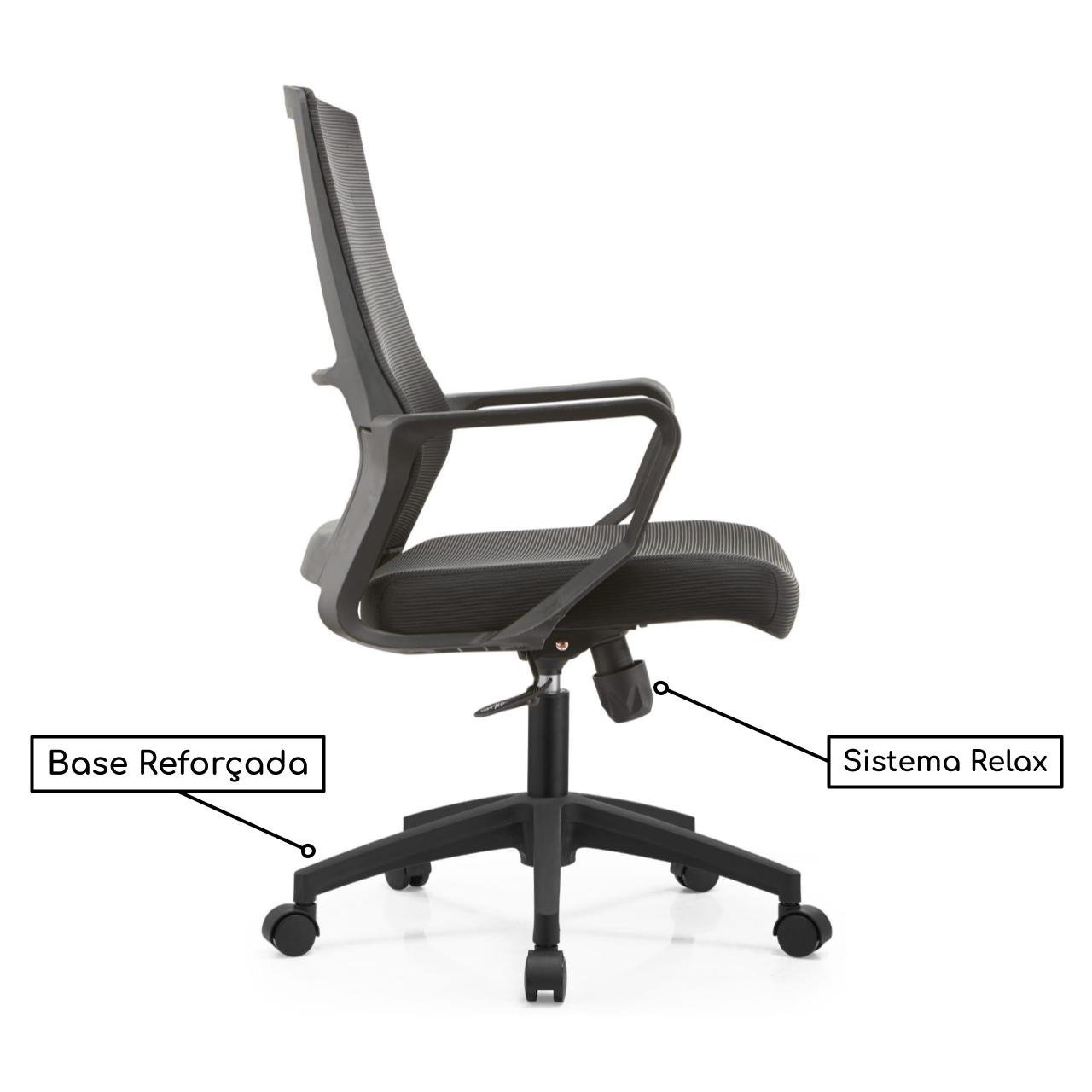 Cadeira de Escritório Presidente tela ALTEN Giratória - Cor Preto - 30062 - Imagem 4