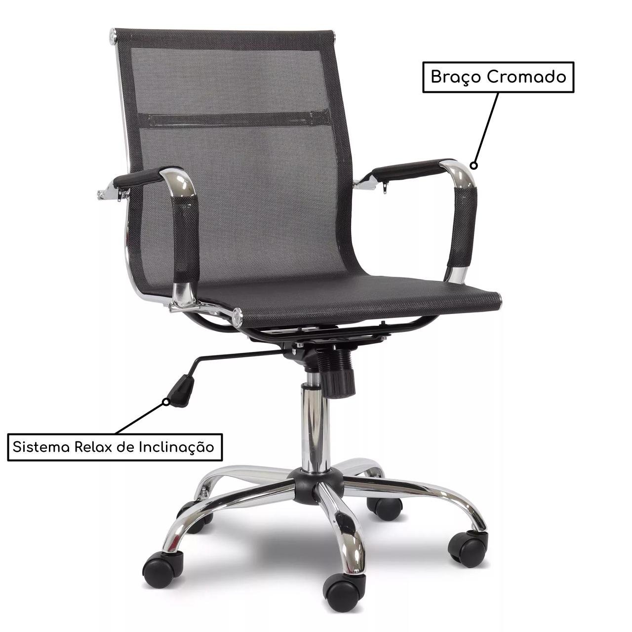 Cadeira DIRETOR TELA Charles Eames Esteirinha - COR PRETO - PMD - 32877 - Imagem 2