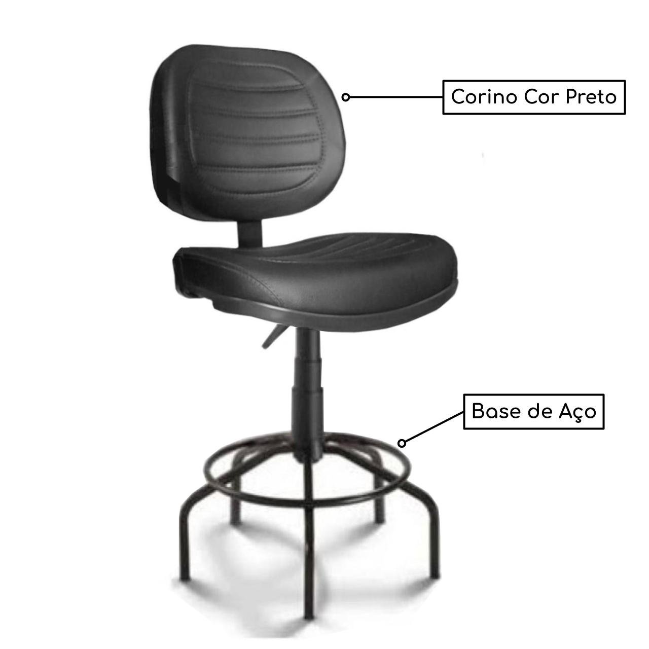 Cadeira Caixa EXECUTIVA COSTURADA sem Braços - (Aranha MARTIFLEX) - Cor Preta - 35033 - Imagem 2