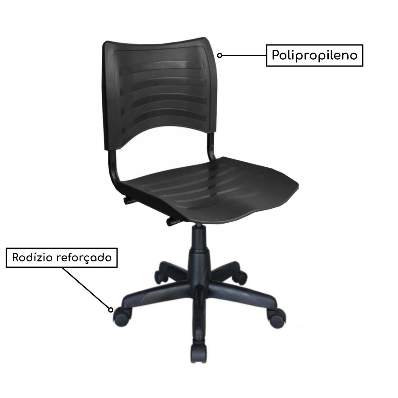Cadeira de Escritório Giratória PLÁSTICA - PMD - COR PRETO - 31312 - Imagem 2