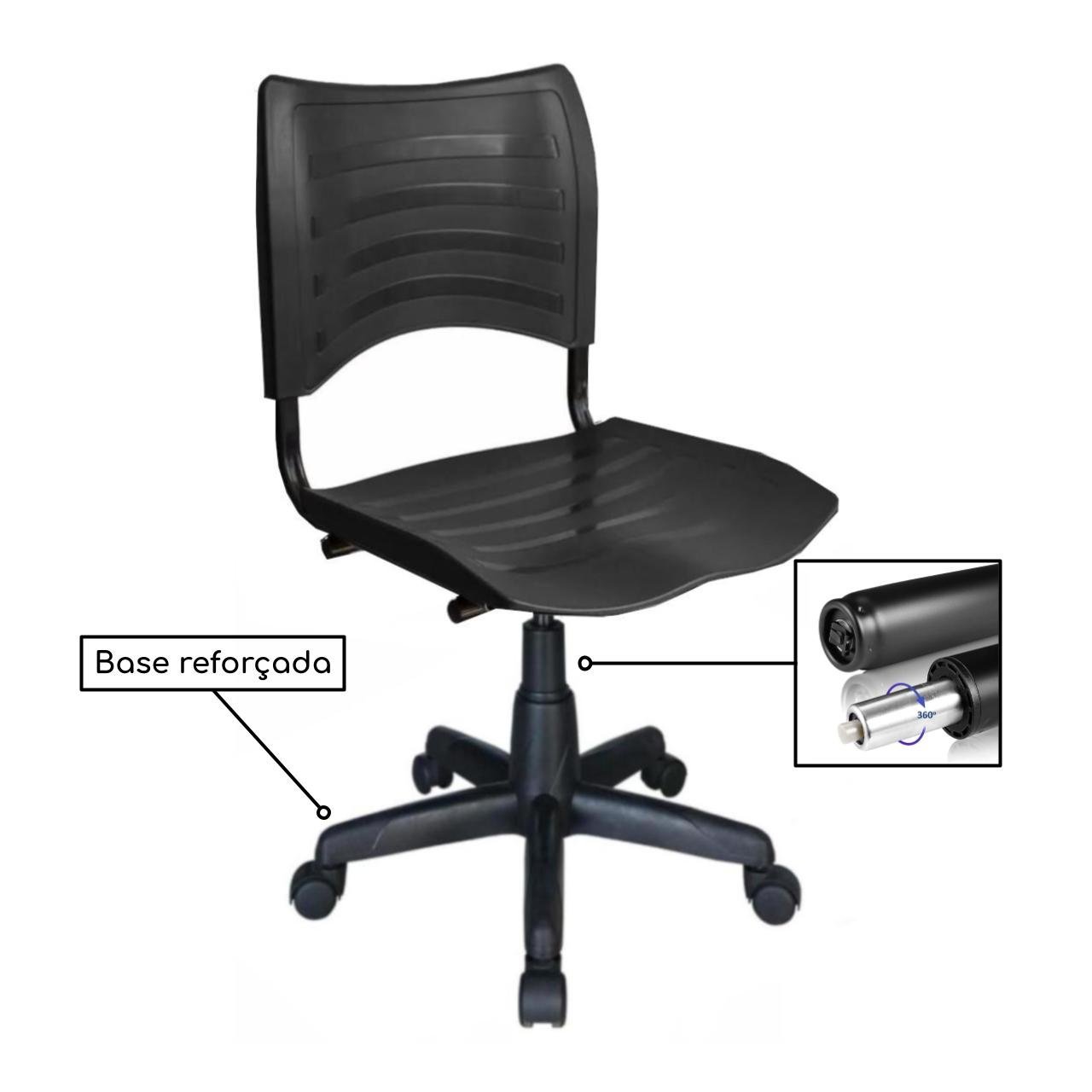 Cadeira de Escritório Giratória PLÁSTICA - PMD - COR PRETO - 31312 - Imagem 3