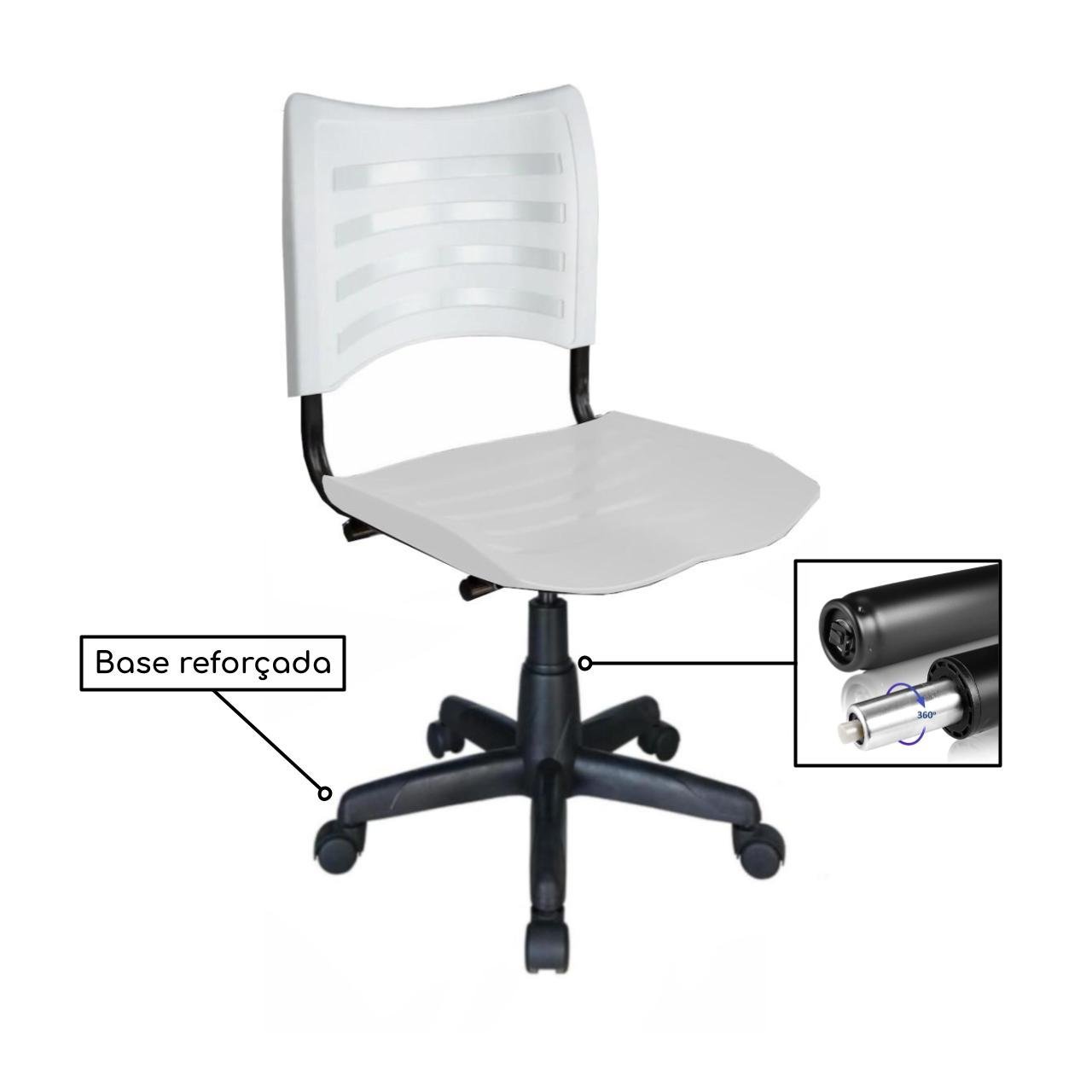 Cadeira de Escritório Giratória PLÁSTICA - PMD - COR BRANCO - 31315 - Imagem 2