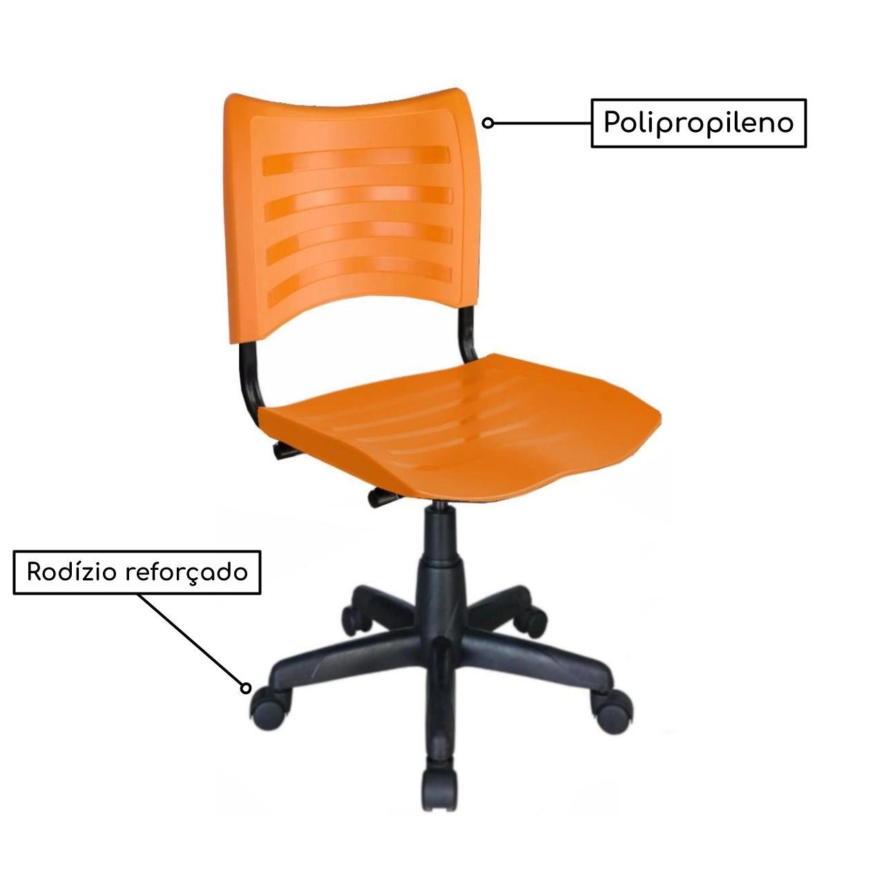 Cadeira de Escritório Giratória PLÁSTICA - PMD - COR LARANJA - 31316 - Imagem 3