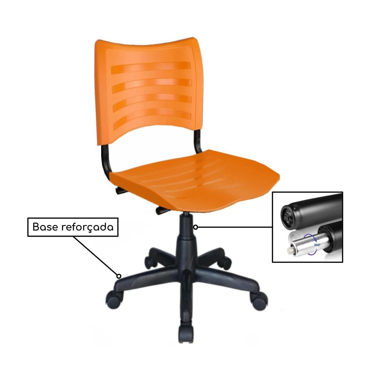 Cadeira de Escritório Giratória PLÁSTICA - PMD - COR LARANJA - 31316 - Imagem 4