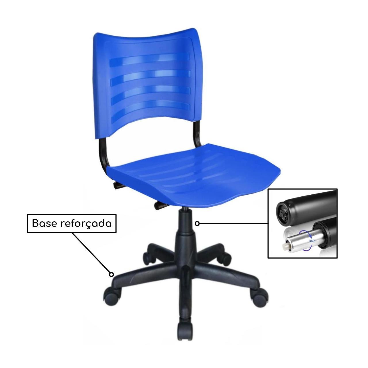 Cadeira de Escritório Giratória PLÁSTICA - PMD - COR AZUL - 31317 - Imagem 3