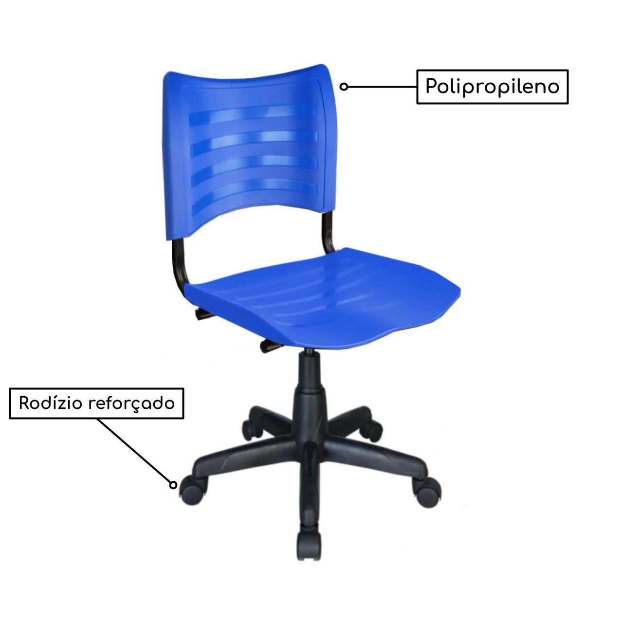 Cadeira de Escritório Giratória PLÁSTICA - PMD - COR AZUL - 31317 - Imagem 4