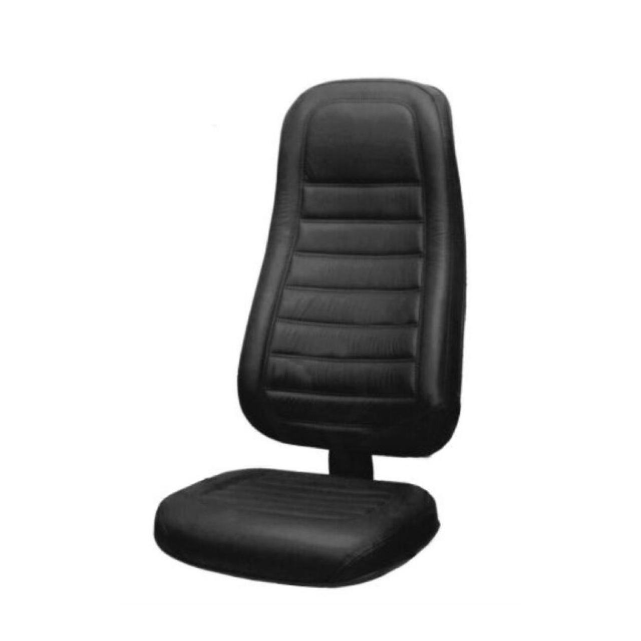 Cadeira Presidente ALTA Costurada - Base e Braço CROMADO - Corino Preto - 35103 - Imagem 2