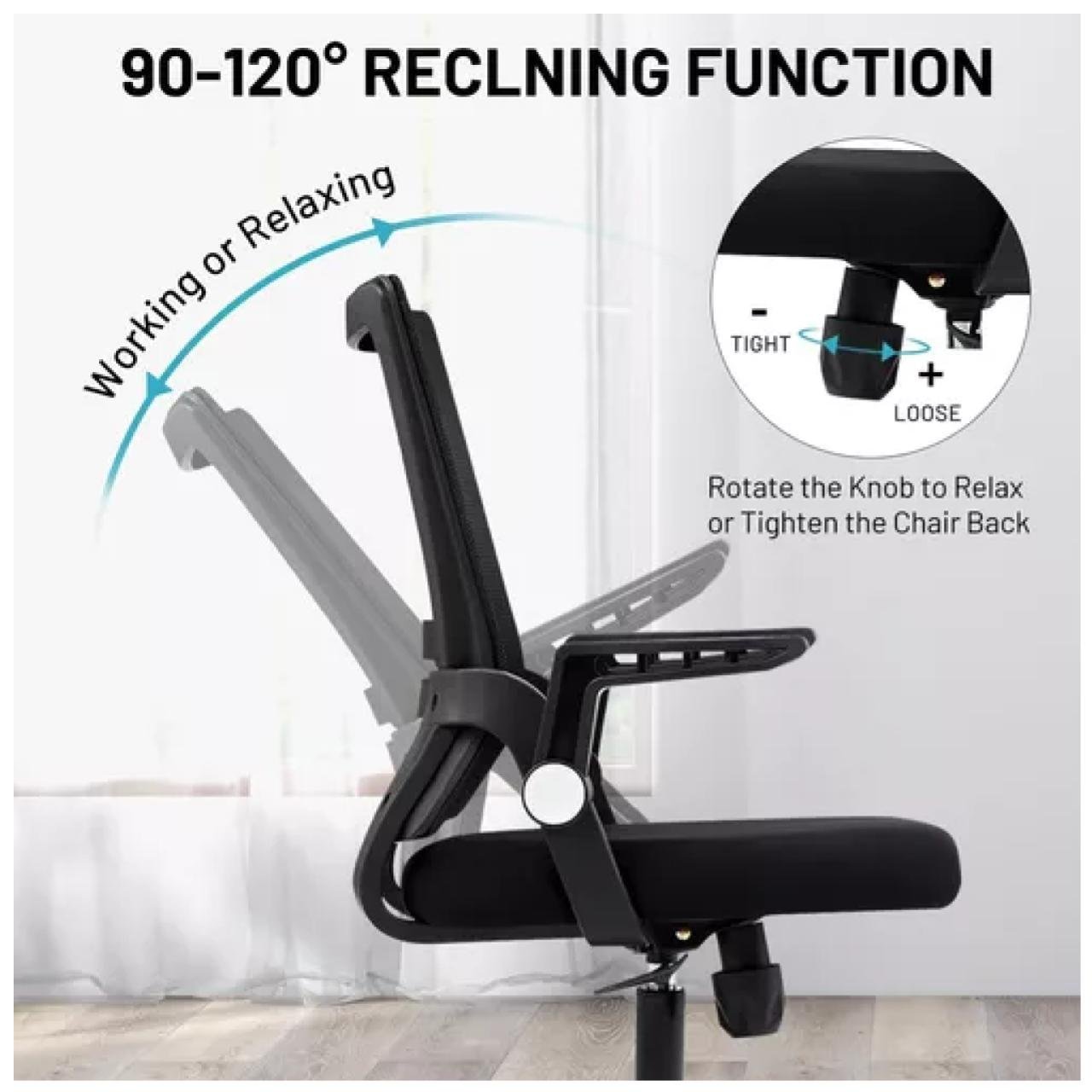 Cadeira de Escritório Diretor Tela DUNA braço ajustável - Cor Preto - 34027 - Imagem 5