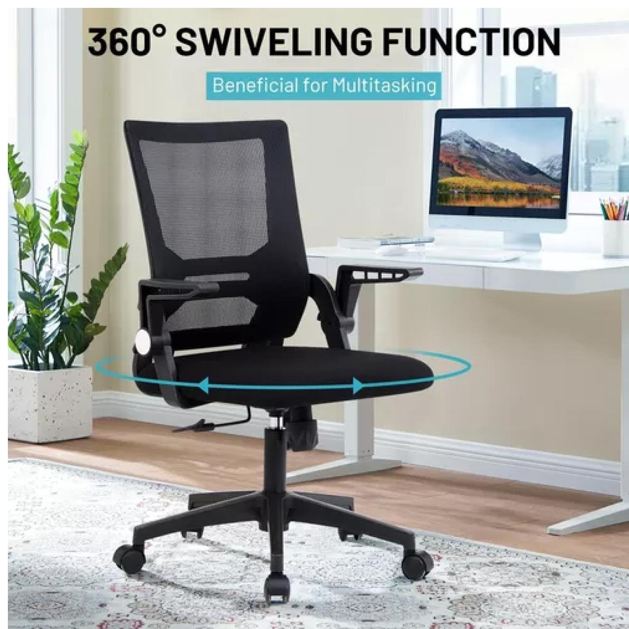 Cadeira de Escritório Diretor Tela DUNA braço ajustável - Cor Preto - 34027 - Imagem 4