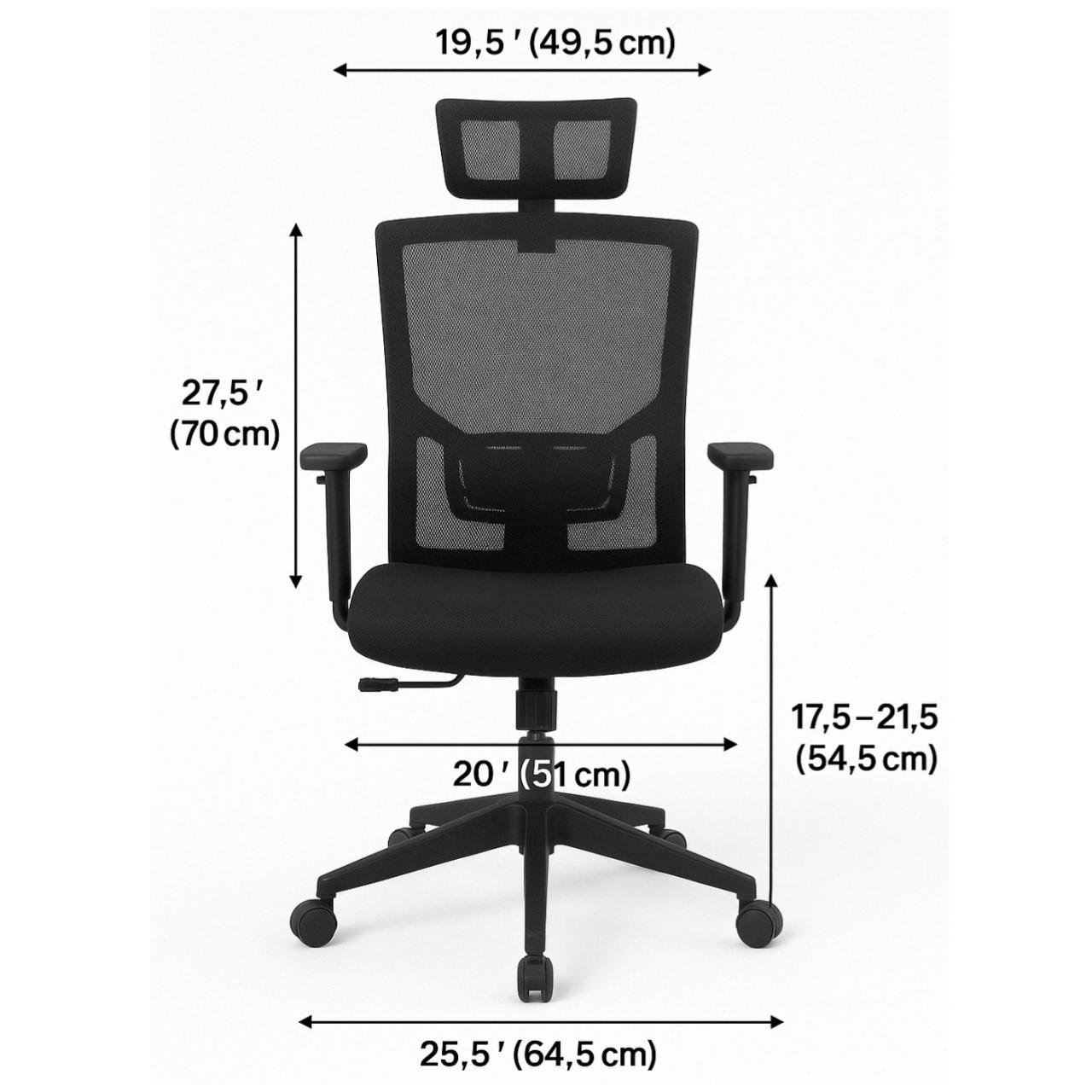 Poltrona Presidente Tela ORION Syncron Giratória - Cor Preto - 32944 - Imagem 6