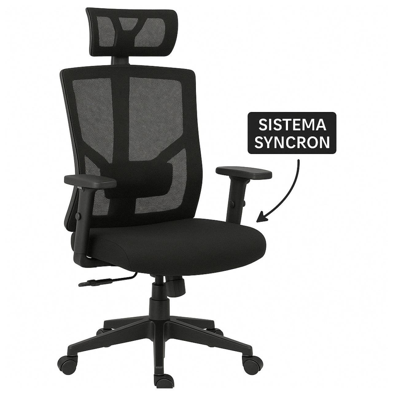 Poltrona Presidente Tela ORION Syncron Giratória - Cor Preto - 32944 - Imagem 4