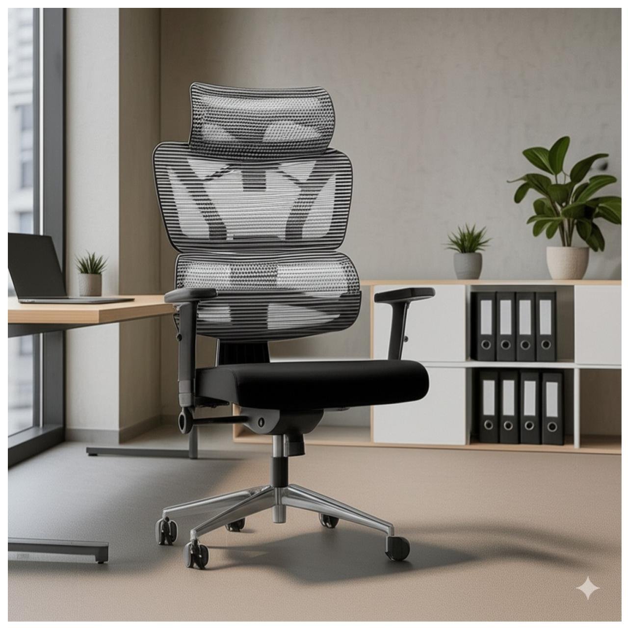 Cadeira de Escritório Presidente Tela ÉDON - Cor Preto - 30066 - Imagem 7