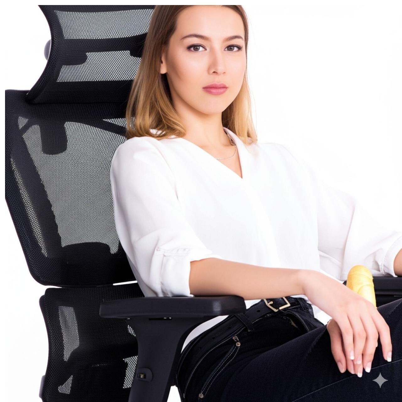 Cadeira de Escritório Presidente Tela ÉDON - Cor Preto - 30066 - Imagem 9