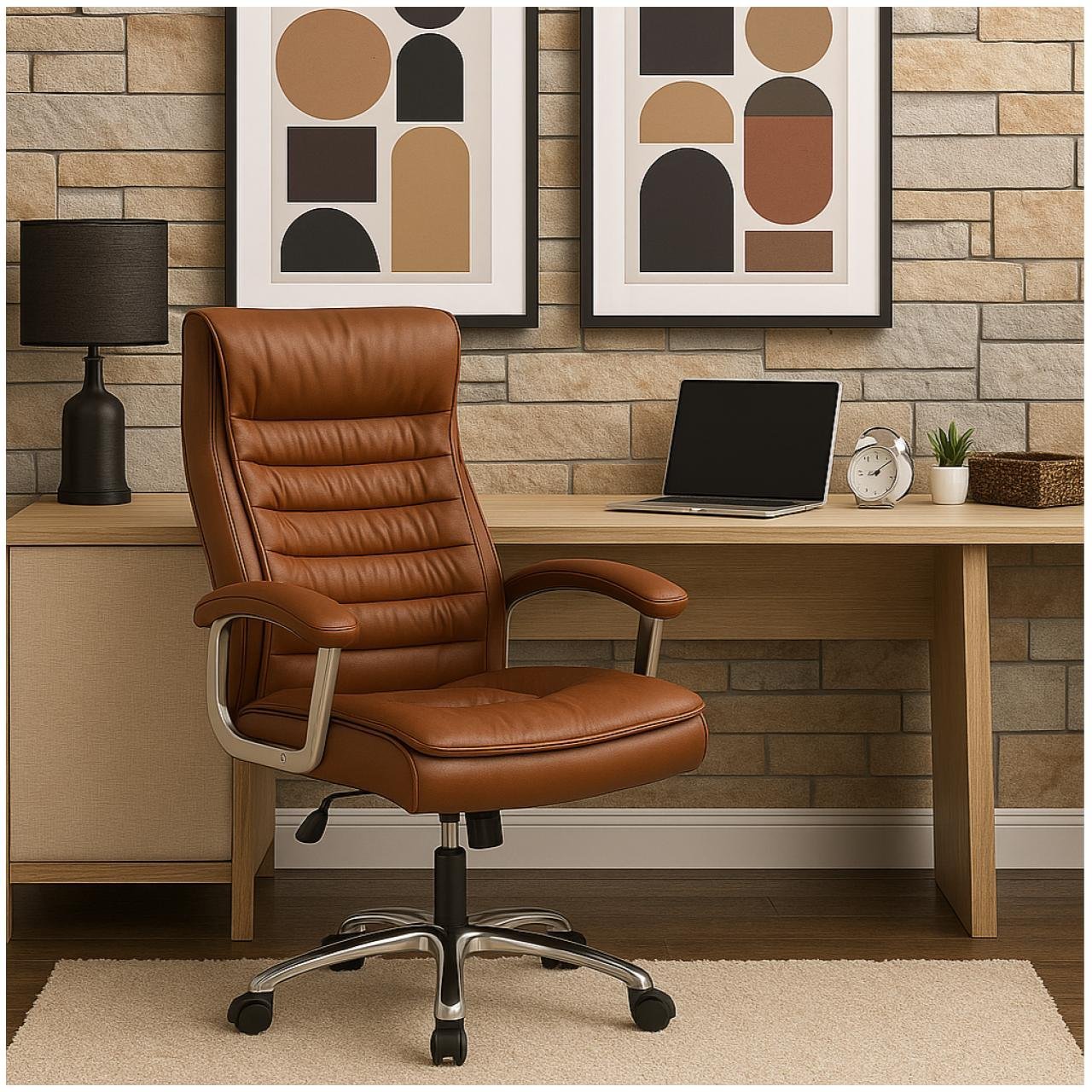 Poltrona Presidente LUXO c/ mola Ensacada – COR CARAMELO - 30059 - Imagem 7