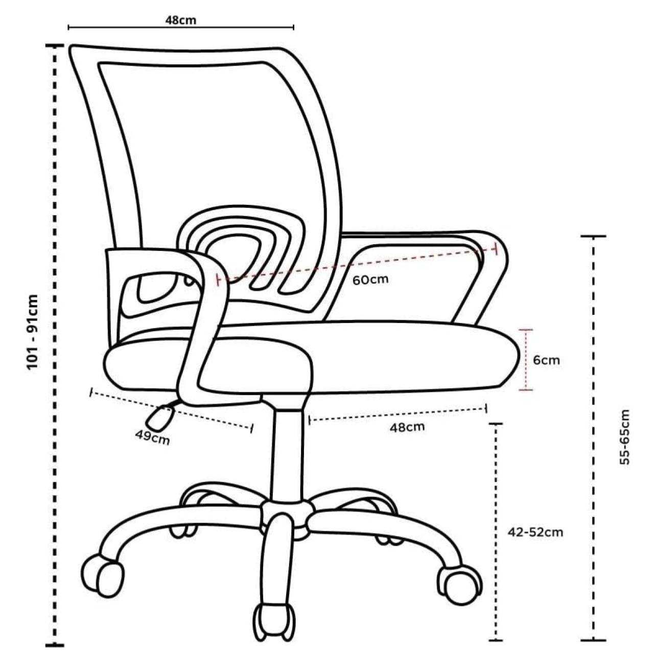 Cadeira de Escritório Tela TURYA c/ braço - Cor Preto - 34044 - Imagem 5