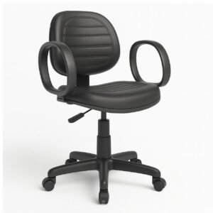 Cadeira Executiva COSTURADA Giratória com Braço Corsa - Corino Preto - 31004