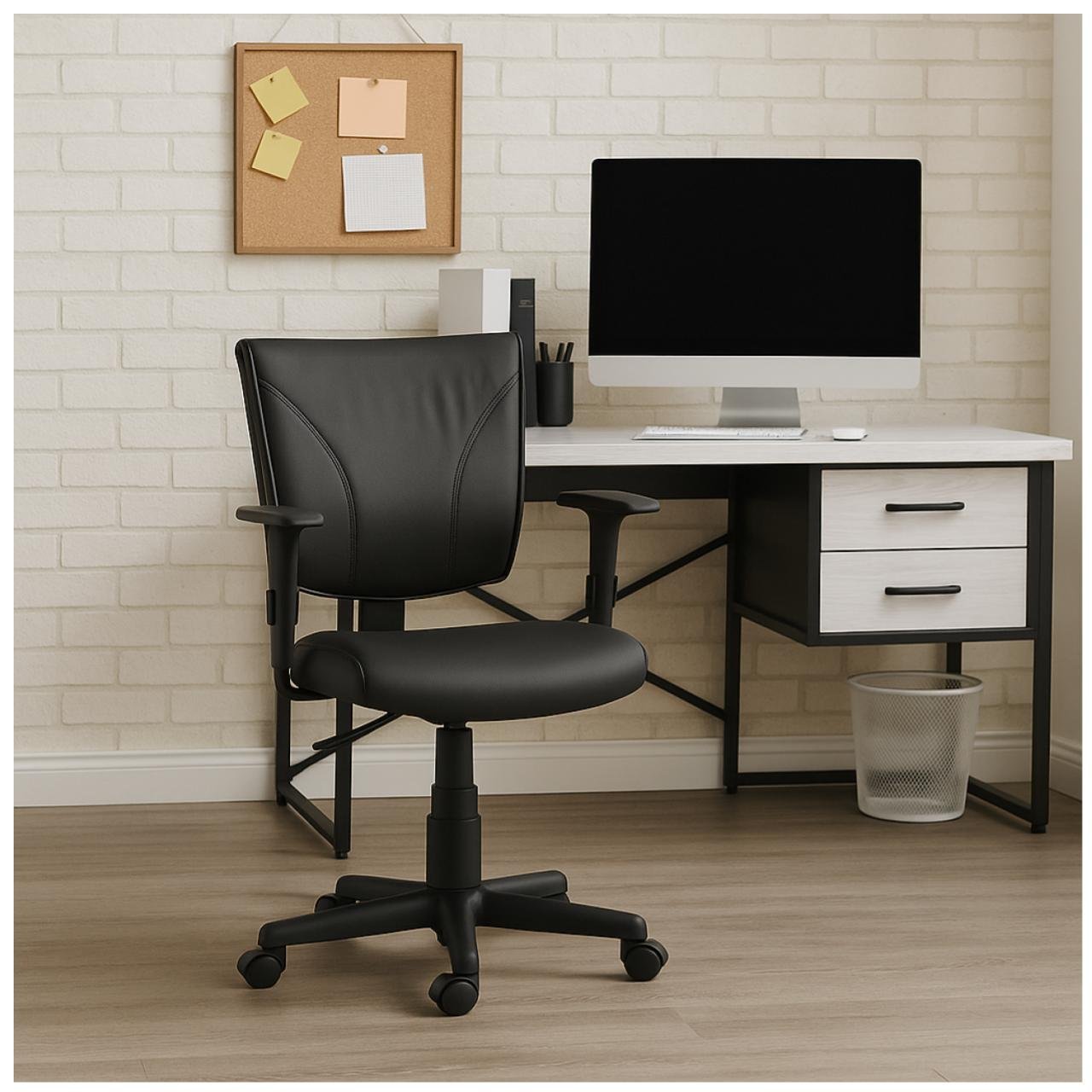 Cadeira B-ONE Giratória com Braços Reguláveis - Corino Preto - 31009 - Imagem 9