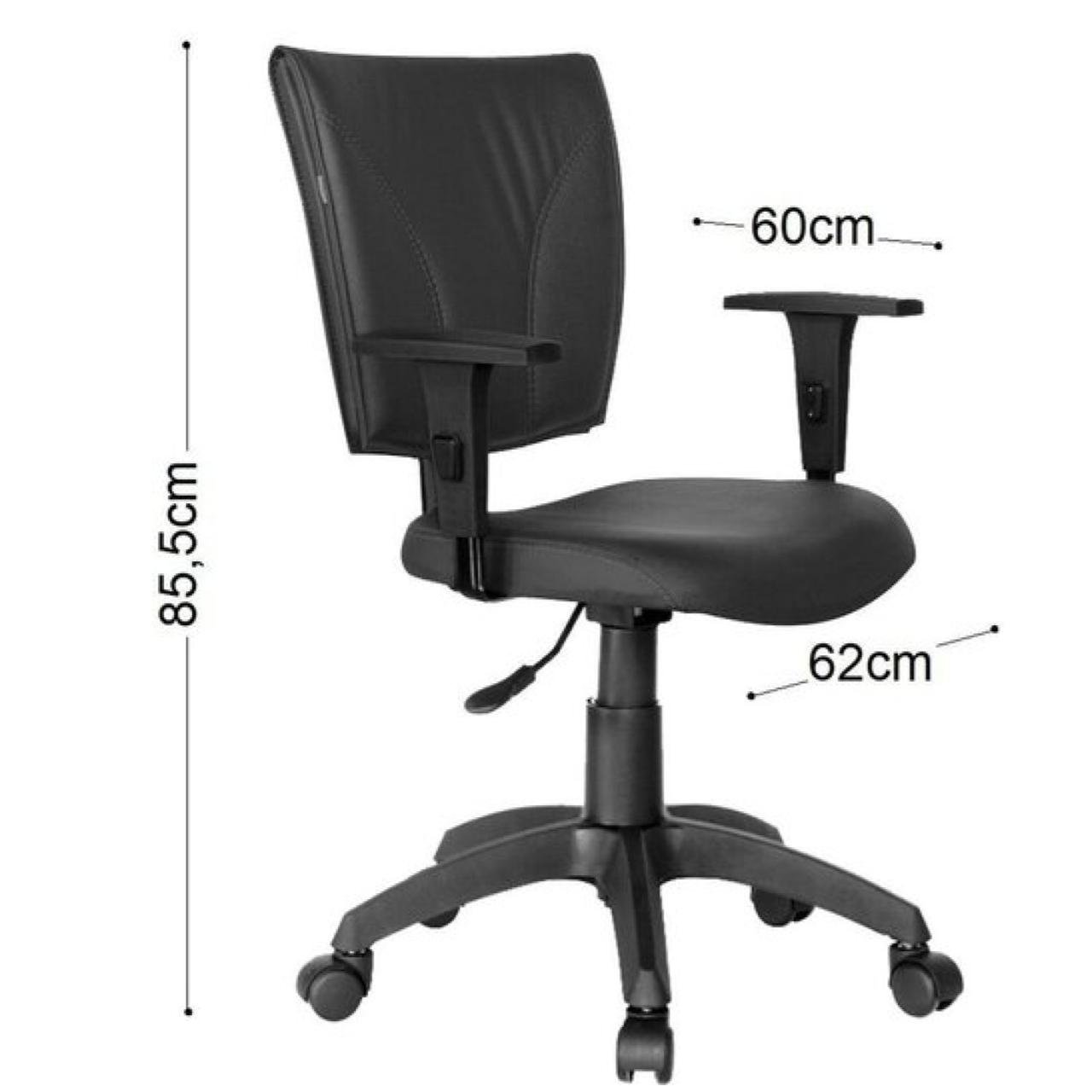 Cadeira B-ONE Giratória com Braços Reguláveis - Corino Preto - 31009 - Imagem 4