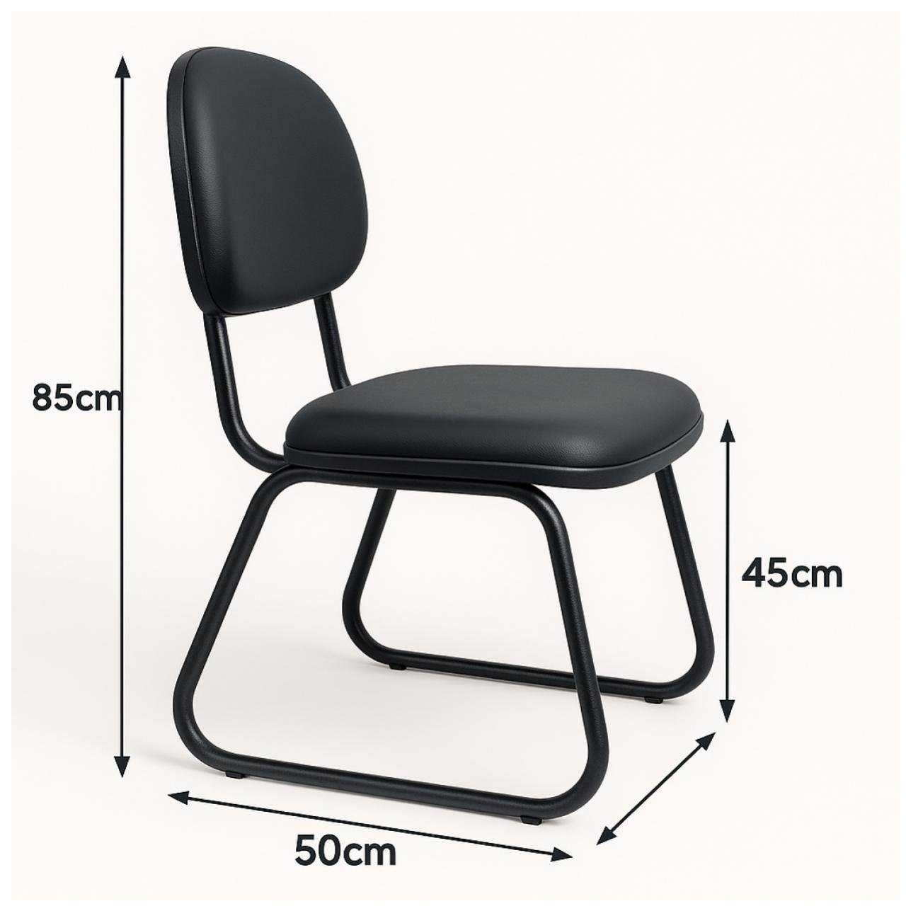 Cadeira Secretária Trapézio - Corino Preto - 31103 - Imagem 3