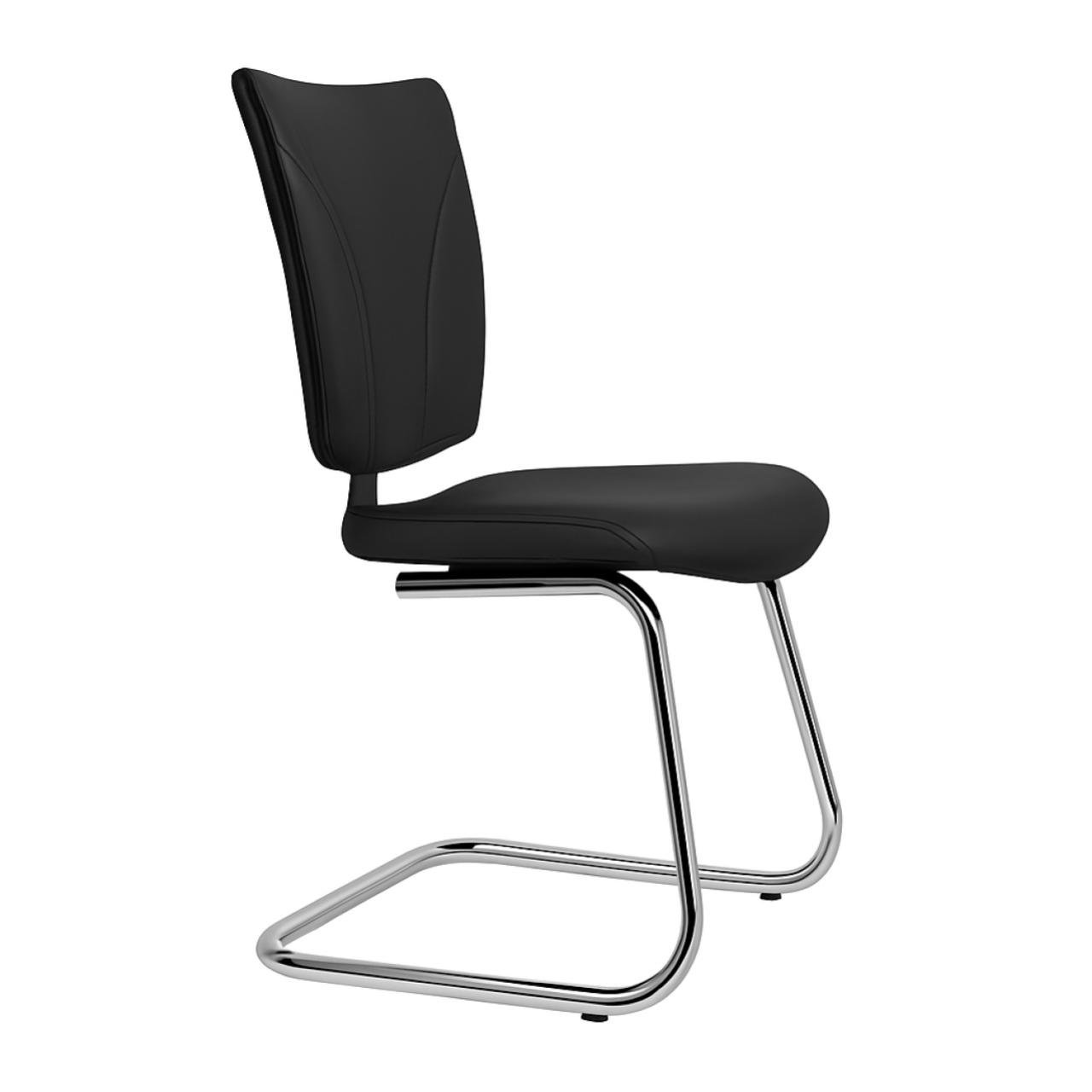 Cadeira Escritório B-ONE Base em "S" Cromada - Corino Preto - 31033 - Imagem 4