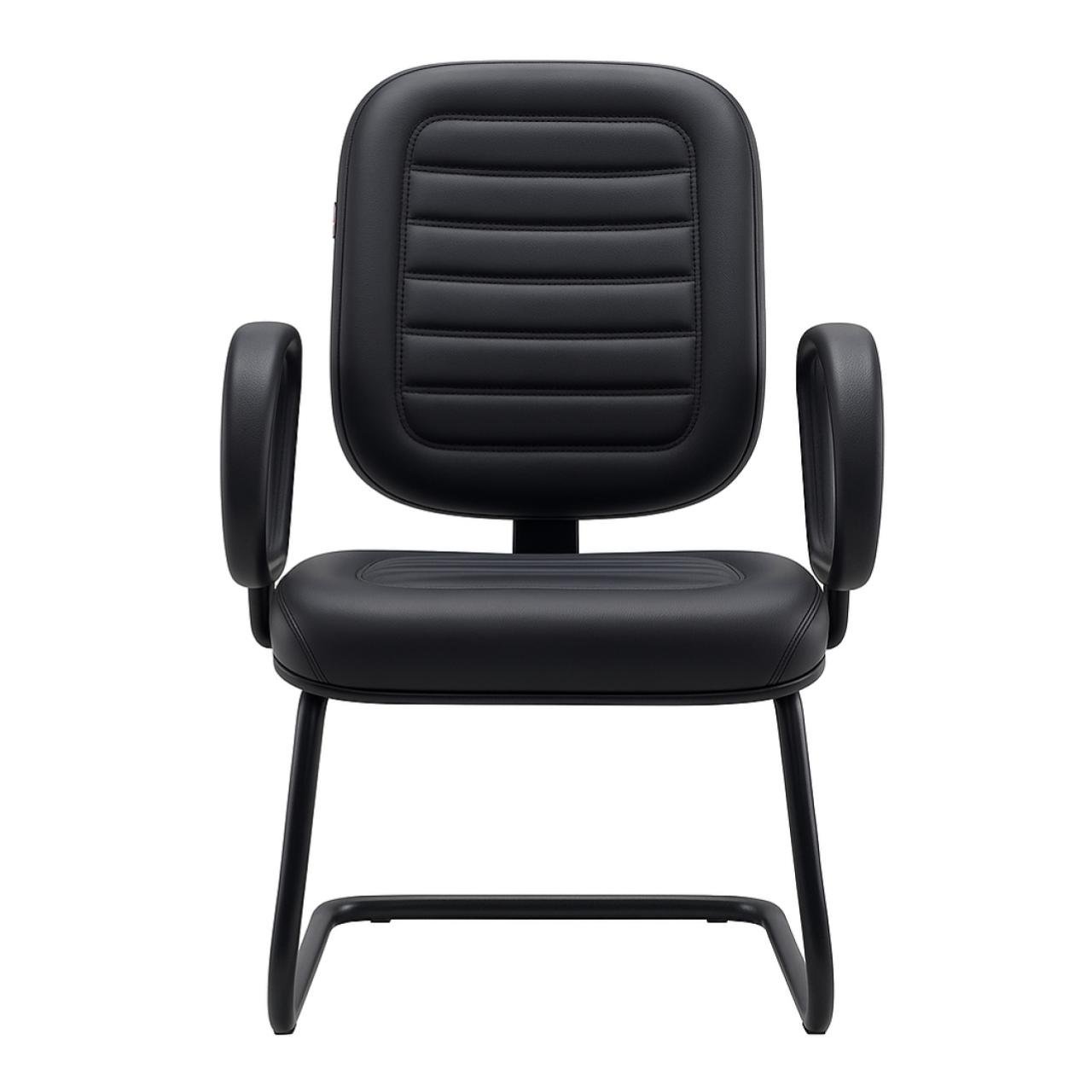 Cadeira Diretor Costurada Base em "S" Preta C/ Braços - Corino Preto - 30300 - Imagem 3