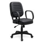 Cadeira Diretor Costurada Giratória - Corino Preto - 30210