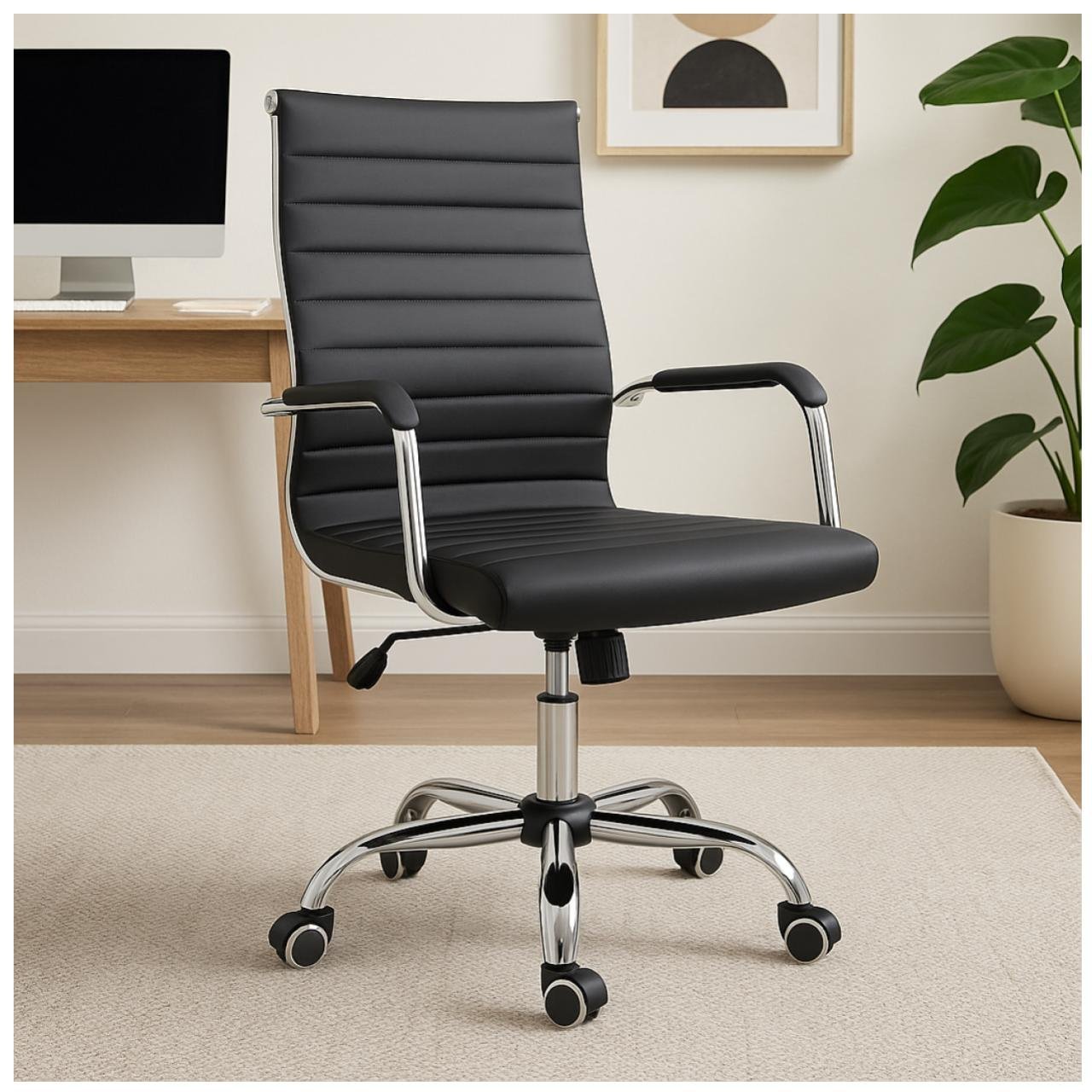 Cadeira de Escritório Diretor LONDON Giratória - Corino Preto - 31094 - Imagem 7