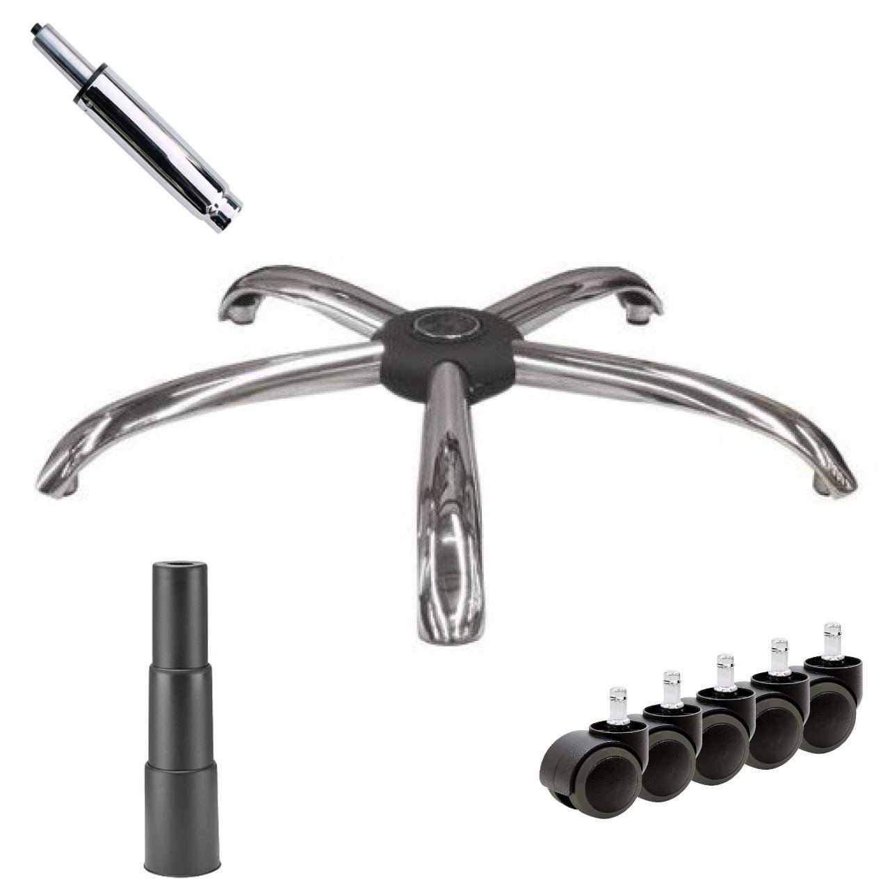 Cadeira Presidente BAIXA Base e Braços Cromados (Torcido) - COR PRETA 30104 - Imagem 5