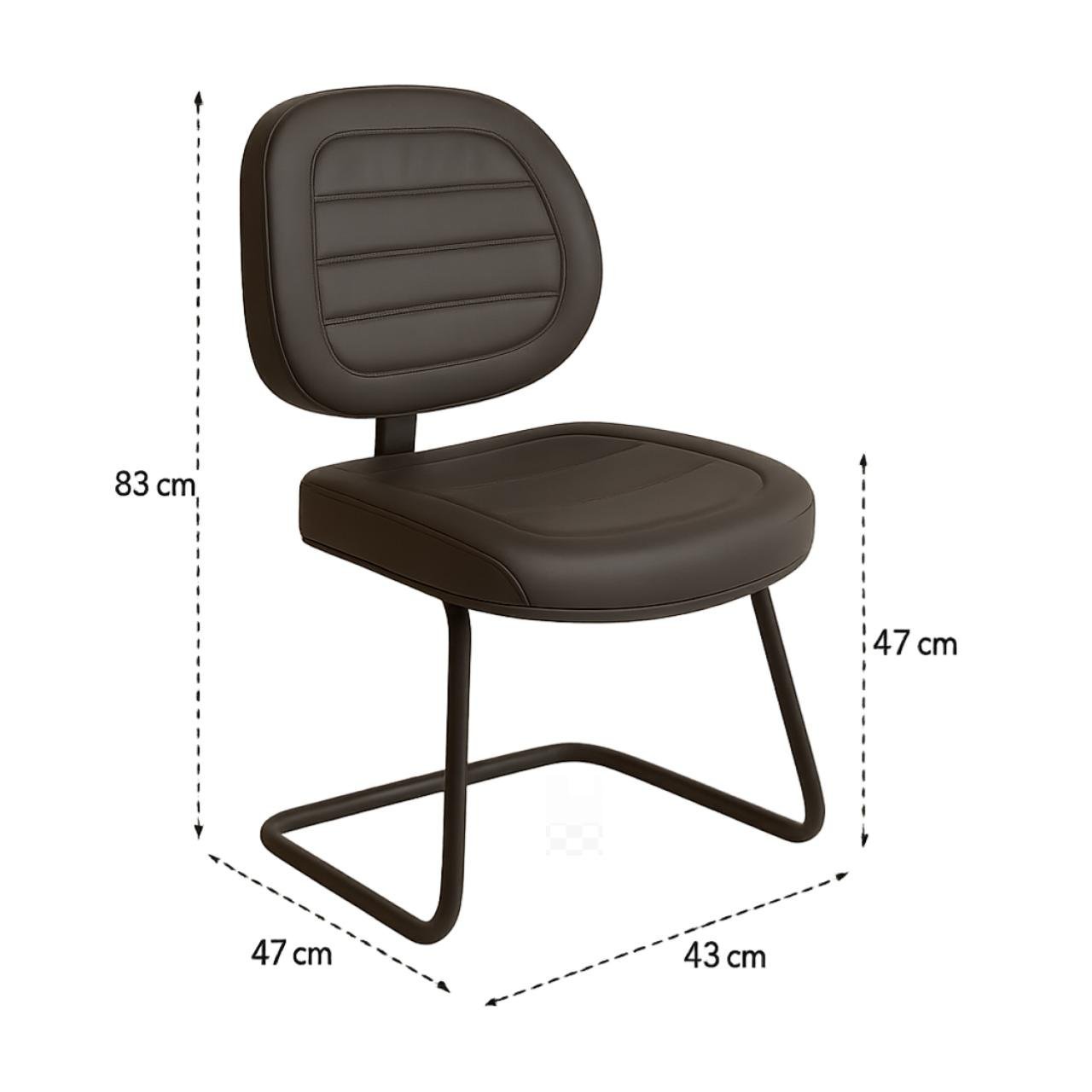Cadeira Executiva Costurada Base em "S" PRETA - Corino Preto - 31014 - Imagem 5