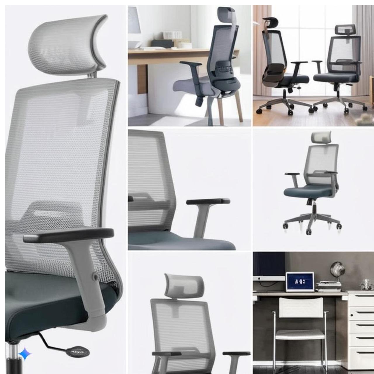 Cadeira Escritório Presidente Tela BERLIM (VOLT) - COR CINZA - 30091 - Imagem 5