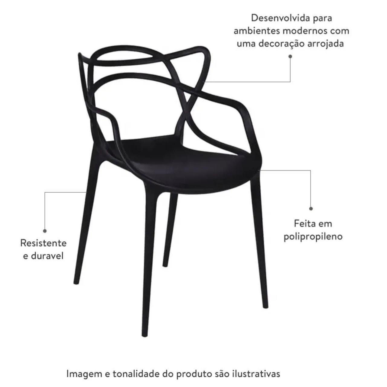 Cadeira Interlocutor ALLEGRA para Escritório ou Jantar - Polipropileno - Cor Preto - 48005 - Imagem 5