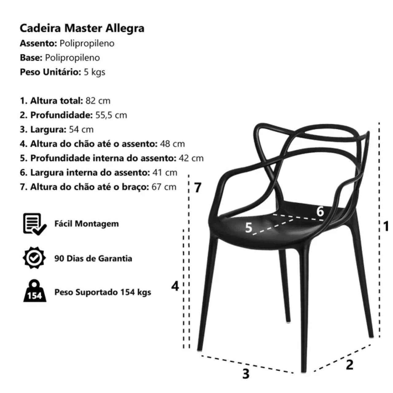 Cadeira Interlocutor ALLEGRA para Escritório ou Jantar - Polipropileno - Cor Preto - 48005 - Imagem 6